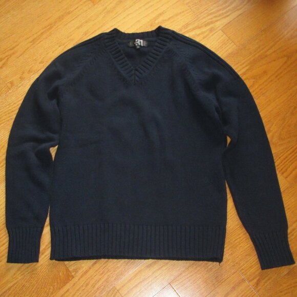Pre-owned Men's Simons Navy Blue Cotton V-neck Sweater Size Small - Picture 1 of 4